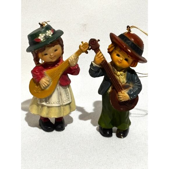 2 vintage Swiss German Dutch Peasant Resin Ornaments Figurine Christmas collect - Picture 2 of 9